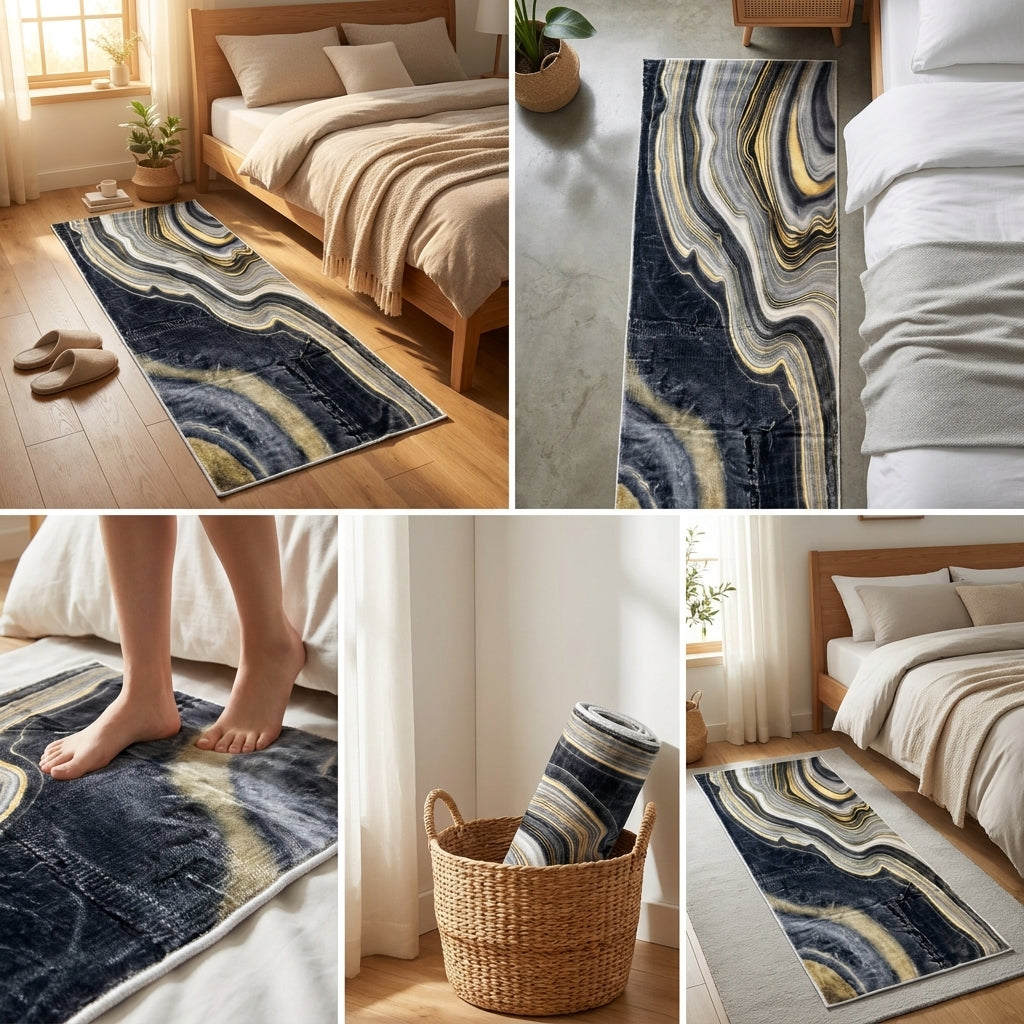Bedside Runner Rug – Soft Modern Bedroom Carpet (55 × 140 CM) ✨