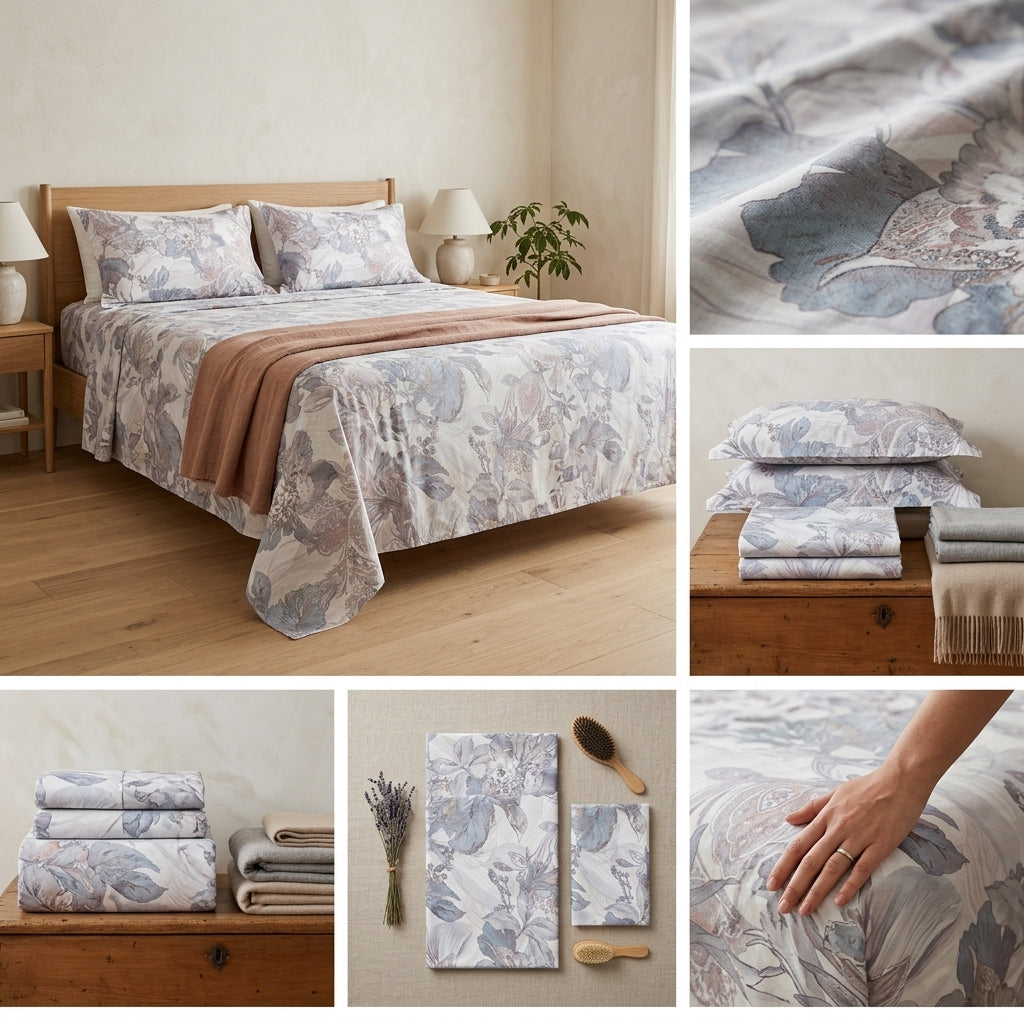 ✨ 280 Thread Count  Cotton Digital Print Bedsheet Set – 3 Piece King Size Collection ✨
