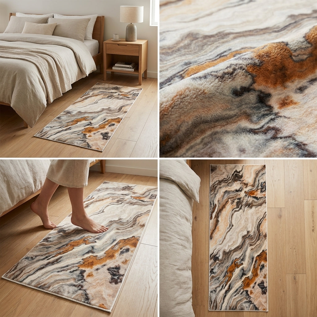 Bedside Runner Rug – Soft Modern Bedroom Carpet (55 × 140 CM) ✨