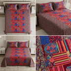 Ajrakh Pure Cotton King Size Bedsheet Set (108 x 108 Inches)