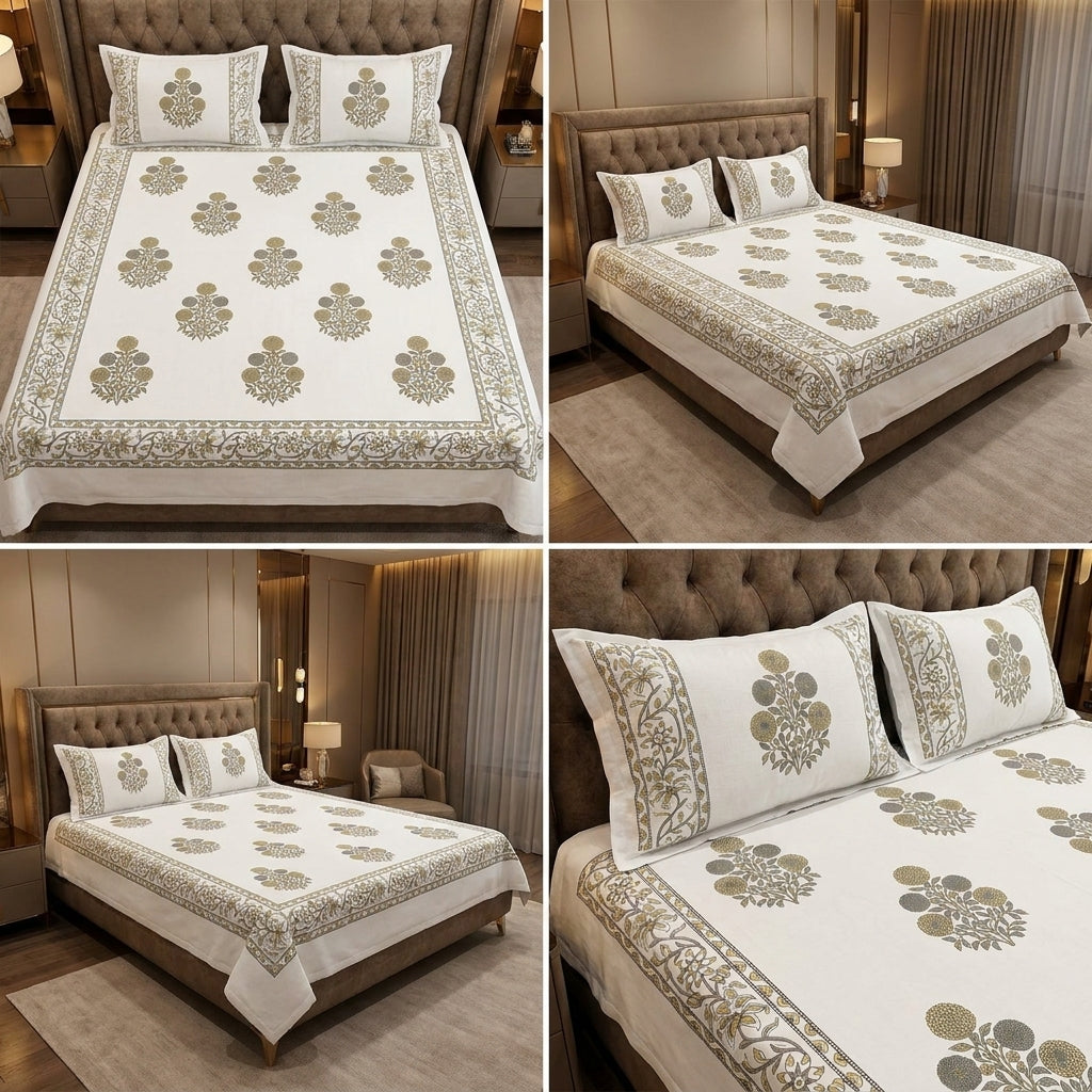 Cotton Double Bedsheet Set – 108 x 108 Inches