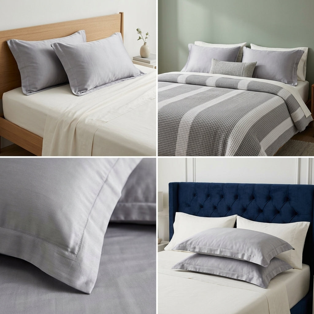 Grey Plain Cotton Pillow Cover – King Size (20 × 36 Inch) Set Of 2