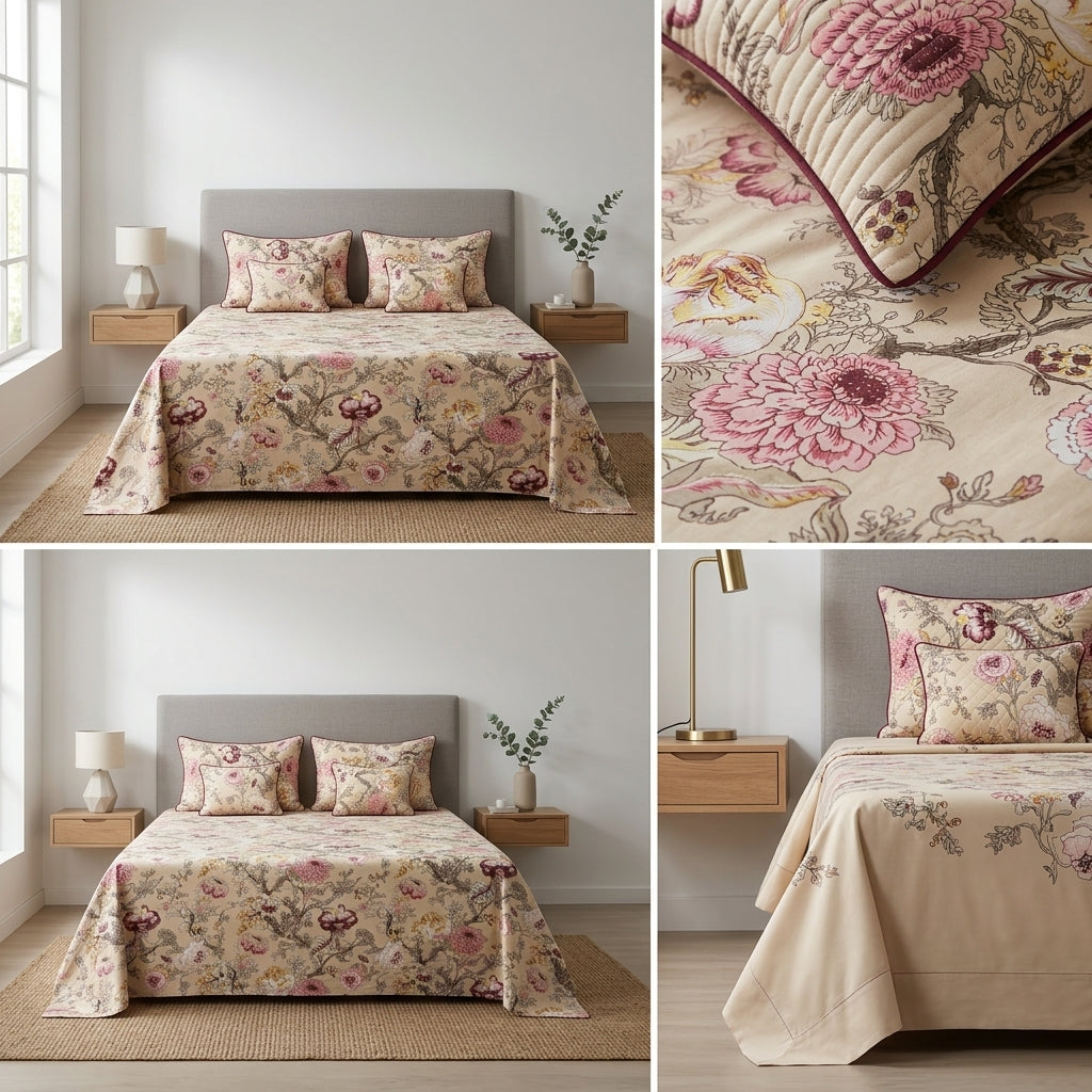 5-Piece King Size Bedsheet Set (108 x 108) – Pure Cotton, Super Soft
