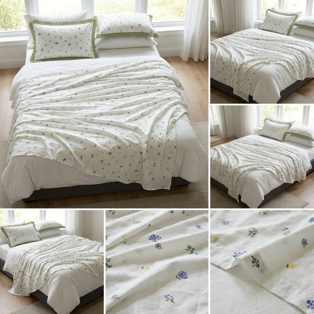 Thick Cotton Bedsheet With Chicken Lace Pillow Covers 108 -108 inch