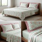 Thick Cotton Bedsheet With Chicken Lace Pillow Covers 108 -108 inch