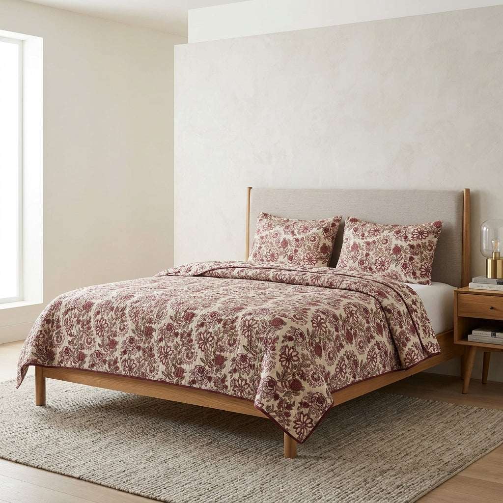 🛏️ Quilted King Size Bedcover – Super Soft Cotton (Reversible)