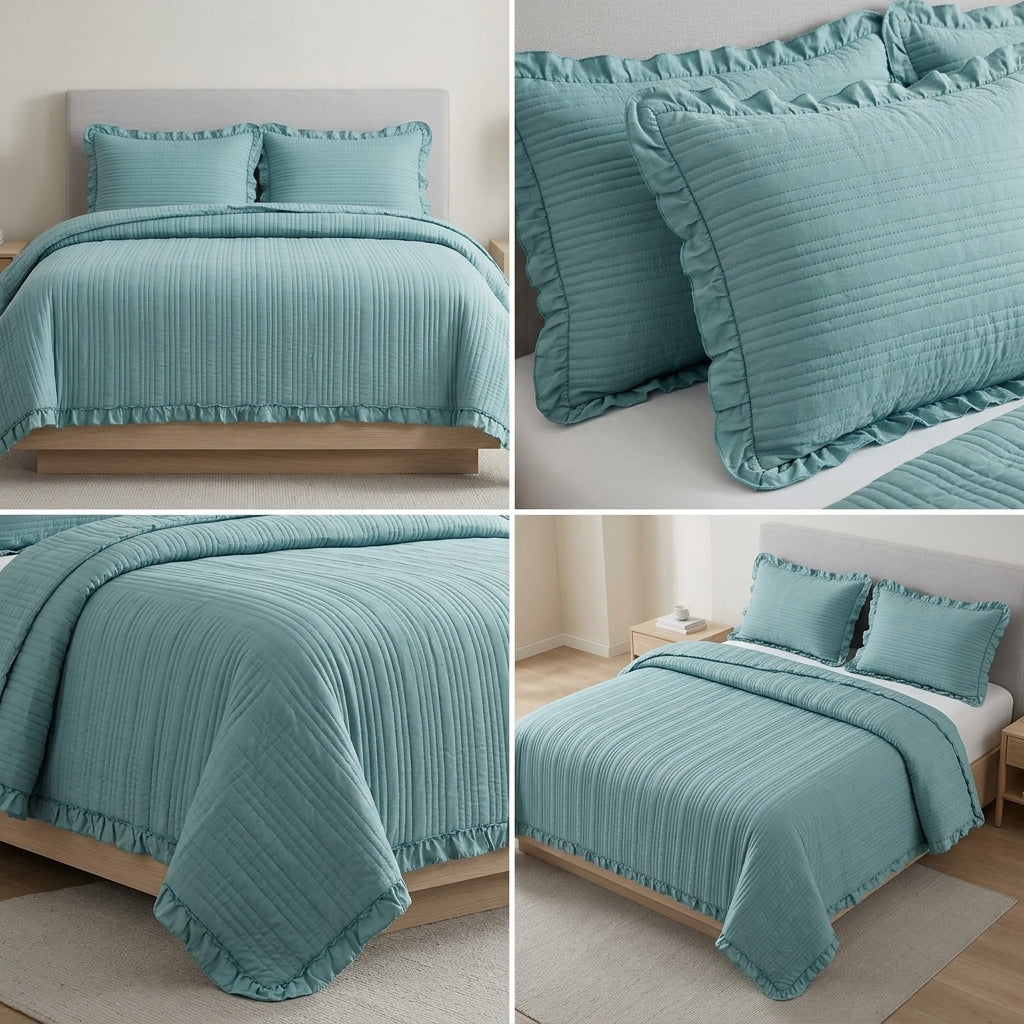 Luxury Quilted Bedcover Set with Pillow Covers