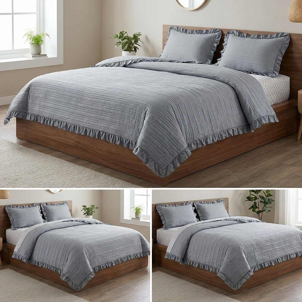 Luxury Quilted Bedcover Set with Pillow Covers