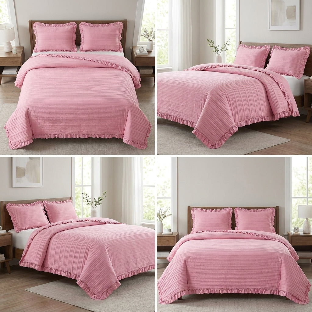 Luxury Quilted Bedcover Set with Pillow Covers