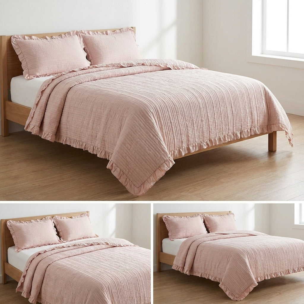 Luxury Quilted Bedcover Set with Pillow Covers