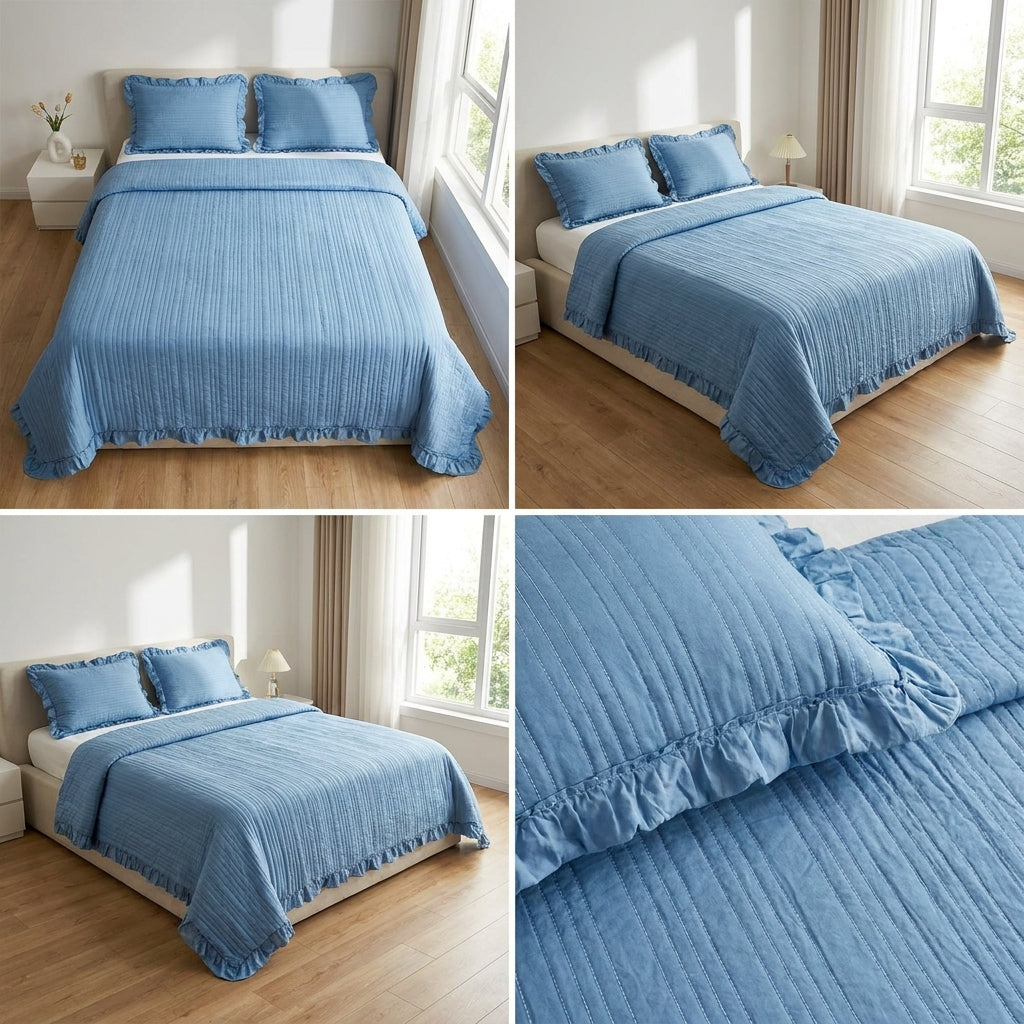 Luxury Quilted Bedcover Set with Pillow Covers