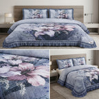 ✨ 7D Quilted Floral Bedcover Set – 3 Piece King Size Collection ✨