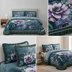 ✨ 7D Quilted Floral Bedcover Set – 3 Piece King Size Collection ✨