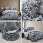 ✨ 7D Quilted Floral Bedcover Set – 3 Piece King Size Collection ✨