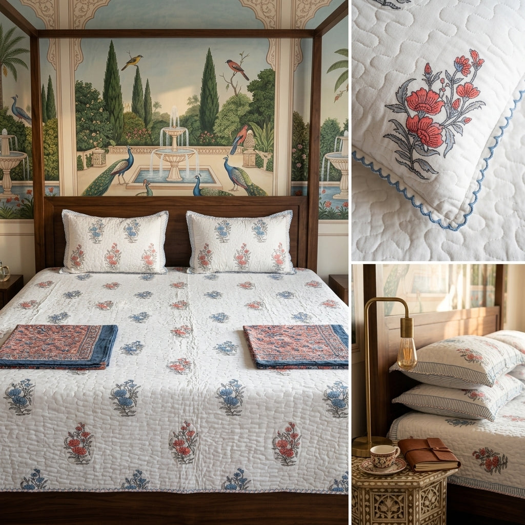 Quilted Reversible Bedcover – Pure Mulmul Cotton