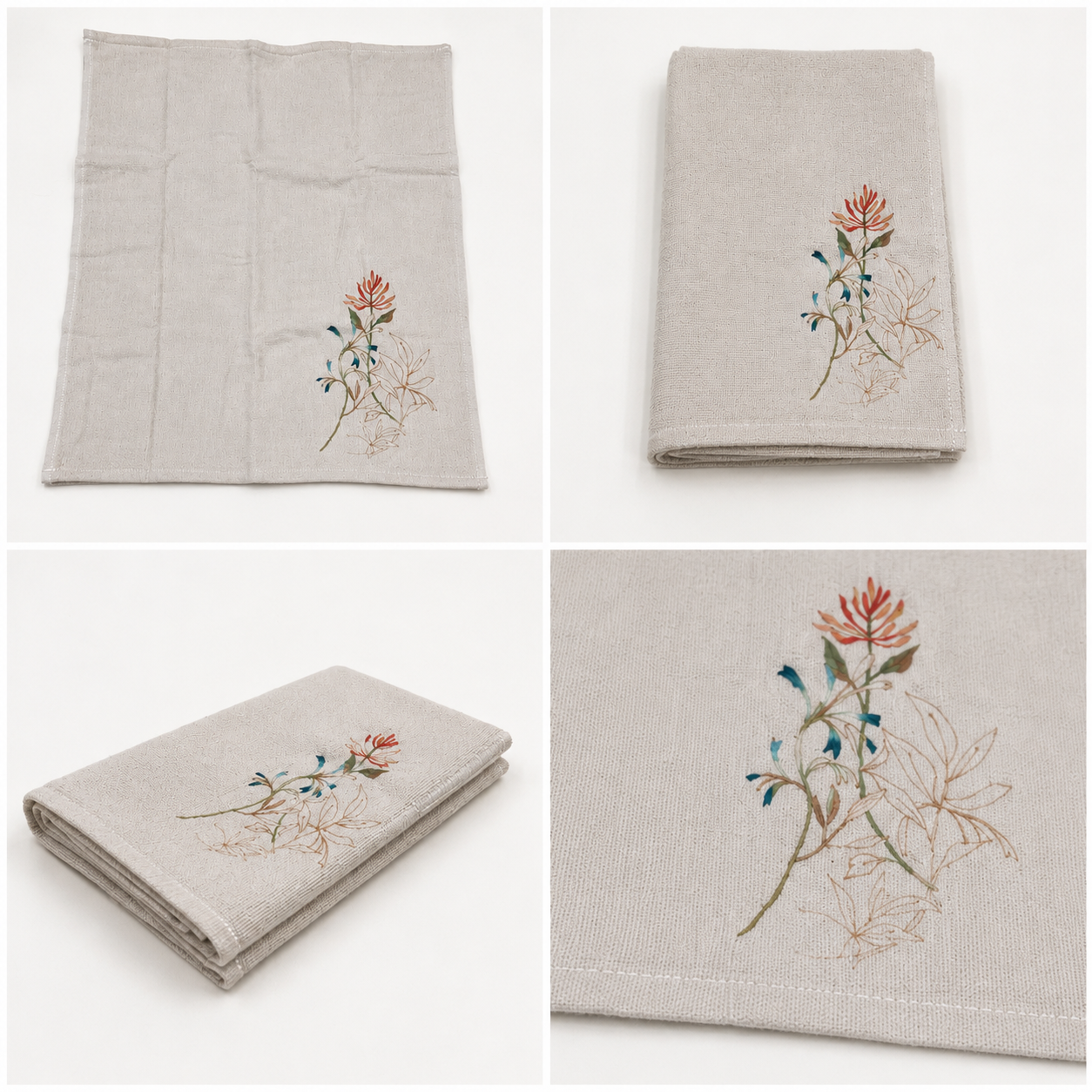 Artisan Botanical Cotton Hand Towel – Elegant Floral Design | 40 × 60 CM