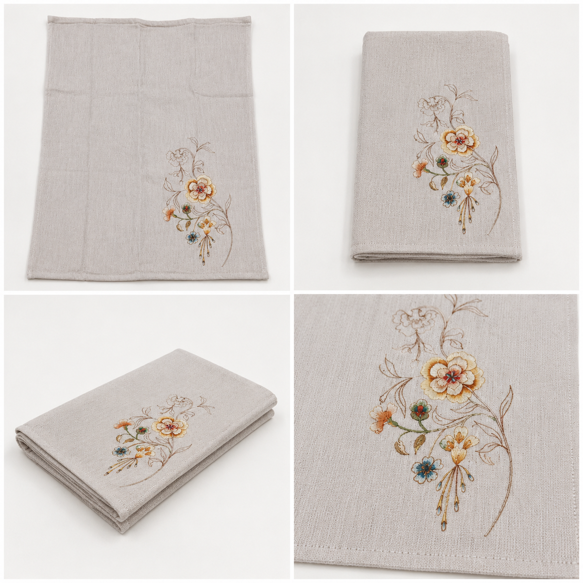 Artisan Botanical Cotton Hand Towel – Elegant Floral Design | 40 × 60 CM