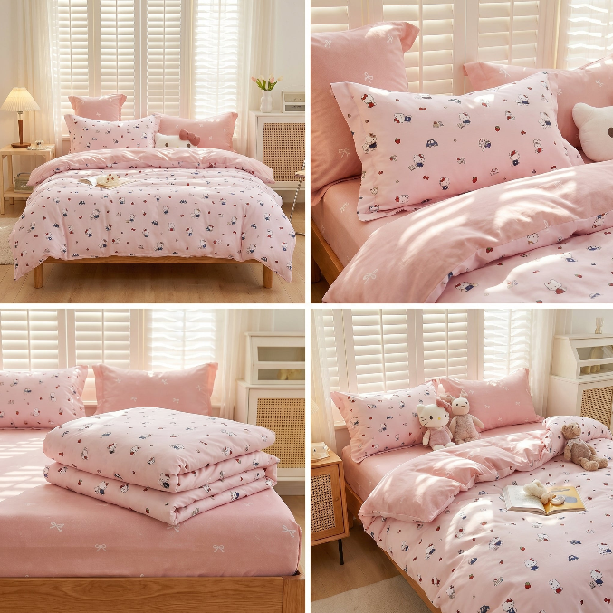 Soft & Playful Kids Bedsheet Set (108 × 108) – 100 % Pure Cotton with 2 Pillow Covers