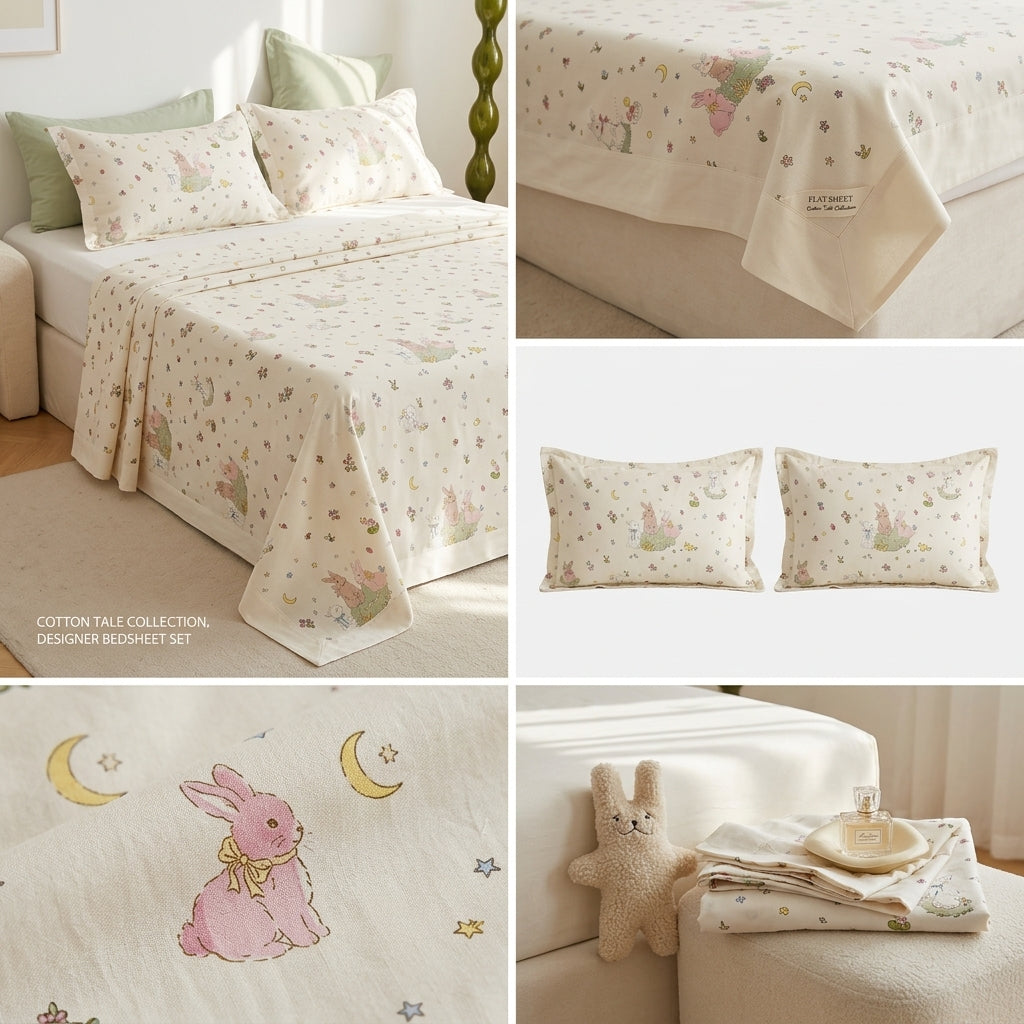 Soft & Playful Kids Bedsheet Set (108 × 108) – 100 % Pure Cotton with 2 Pillow Covers