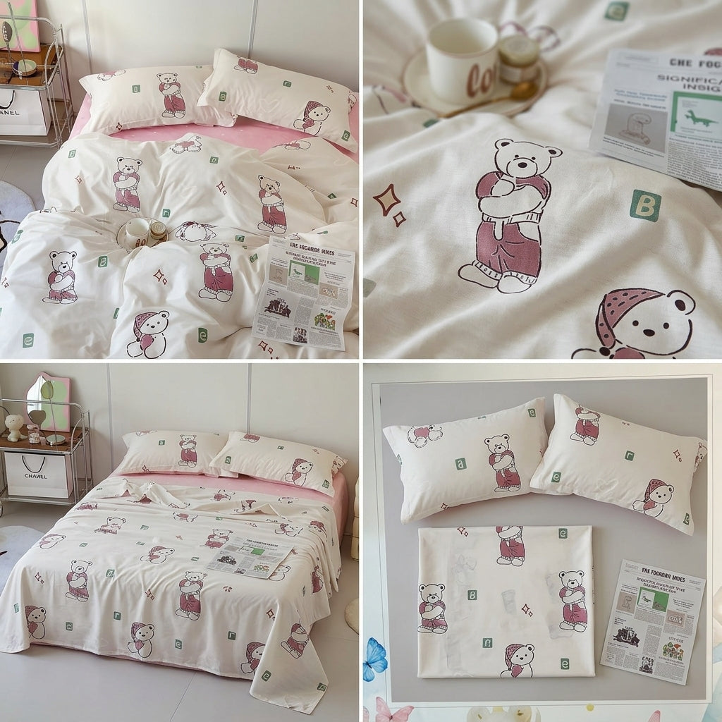 Soft & Playful Kids Bedsheet Set (108 × 108) – 100 % Pure Cotton with 2 Pillow Covers