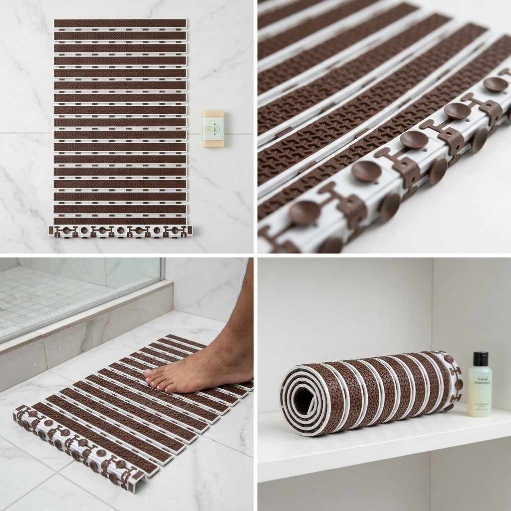 PVC Shower Mat – Anti-Skid Quick Drain Bathroom Mat