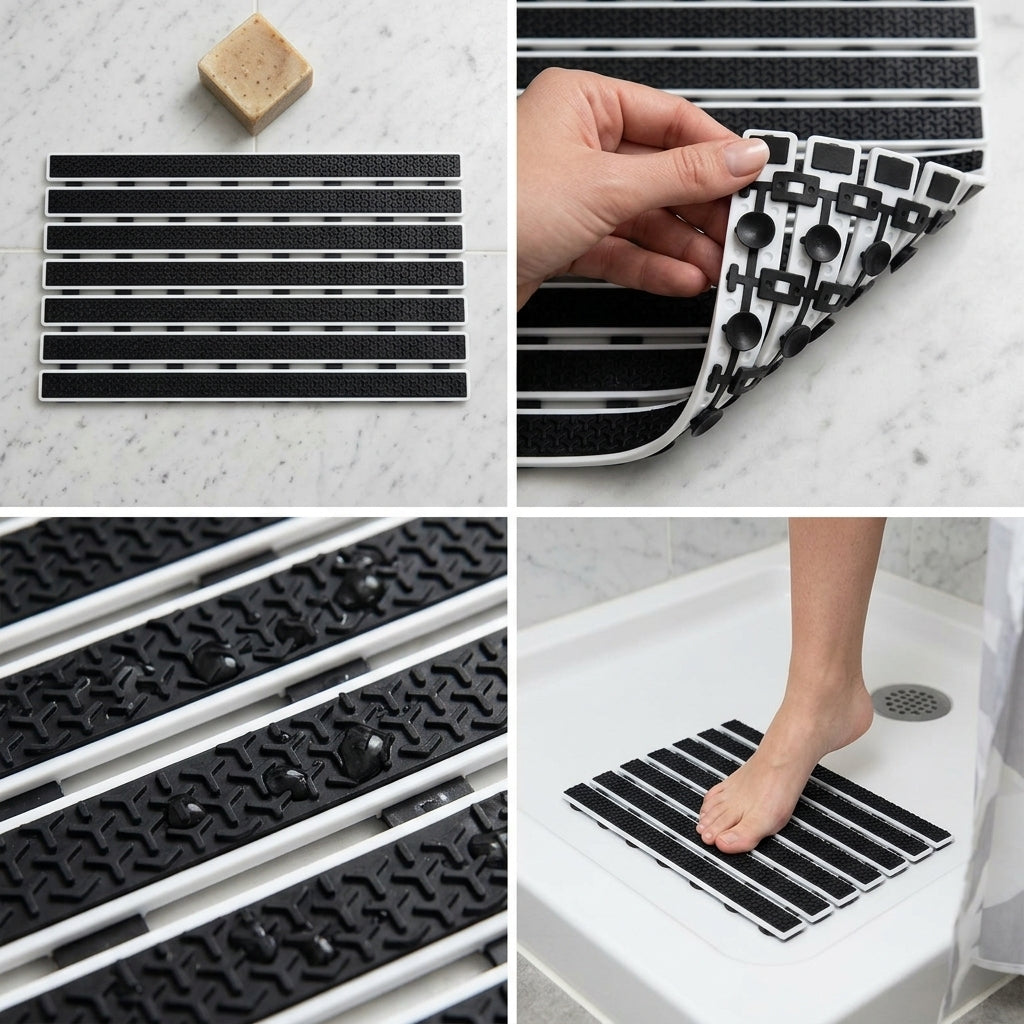 PVC Shower Mat – Anti-Skid Quick Drain Bathroom Mat
