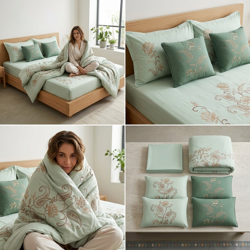 Luxury Embroidery Comforter Set – 6 Piece King Size