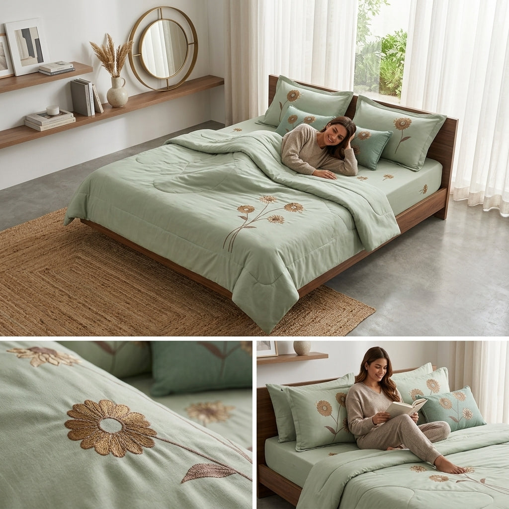 Luxury Embroidery Comforter Set – 6 Piece King Size