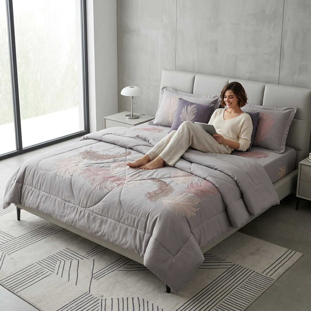 Luxury Embroidery Comforter Set – 6 Piece King Size