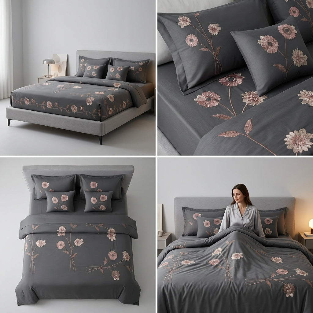 Luxury Embroidery Comforter Set – 6 Piece King Size