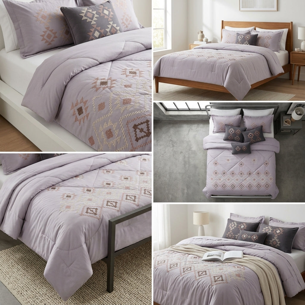 8 Pcs Hand Embroidered AC Comforter Set – King Size | Premium Cotton Fabric