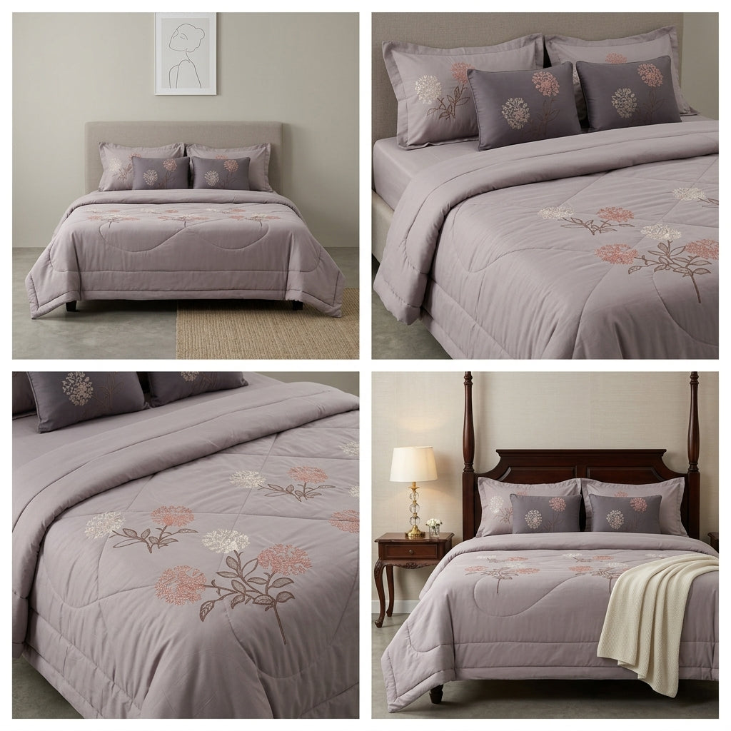 8 Pcs Hand Embroidered AC Comforter Set – King Size | Premium Cotton Fabric