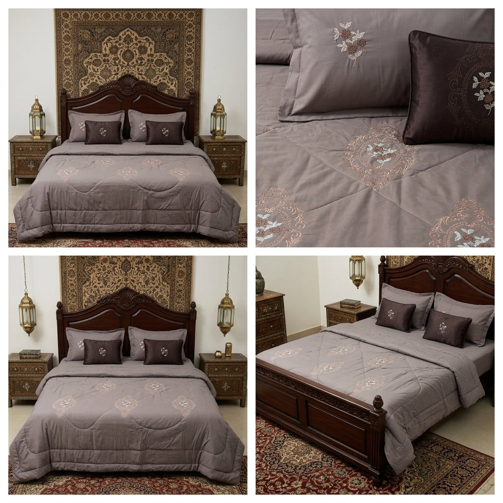 8 Pcs Hand Embroidered AC Comforter Set – King Size | Premium Cotton Fabric