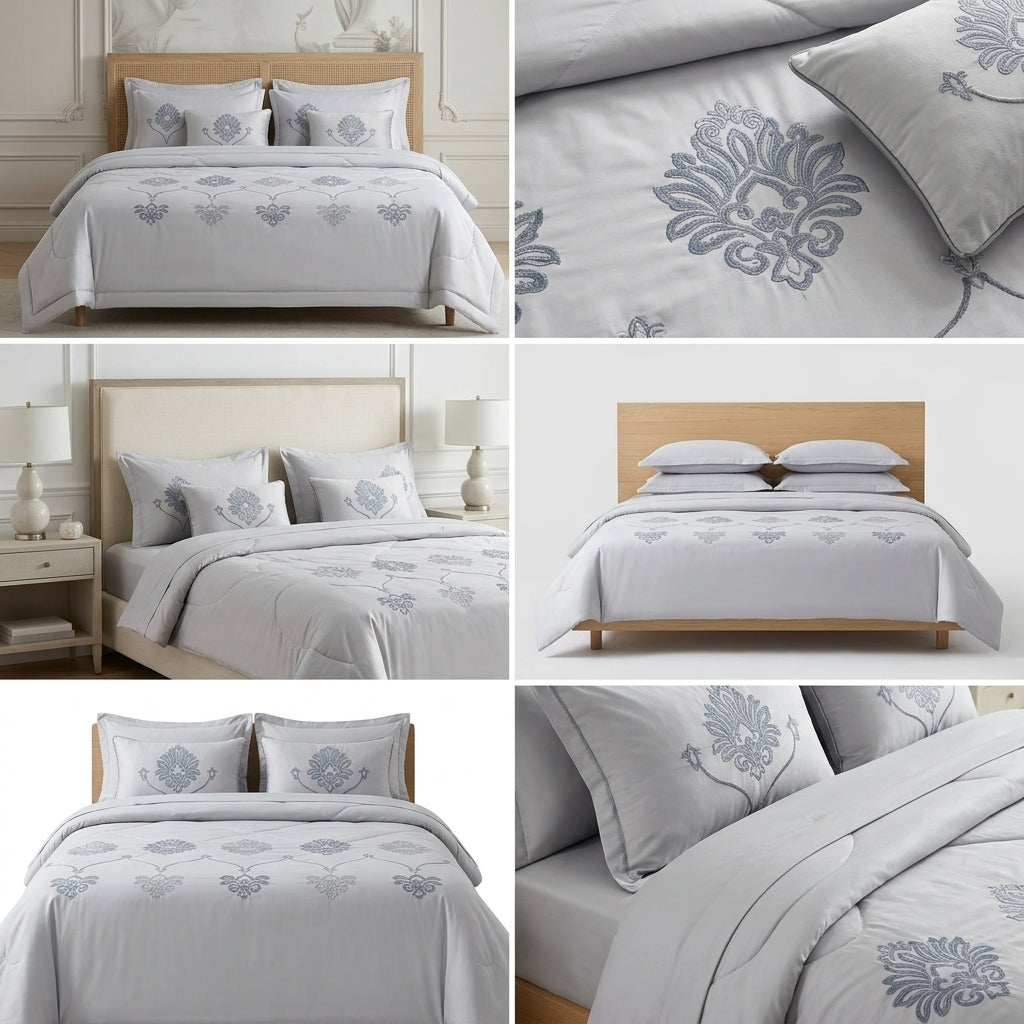 8 Pcs Hand Embroidered AC Comforter Set – King Size | Premium Cotton Fabric
