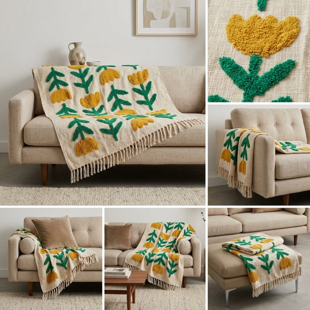 Khadi Sofa Throw – Handcrafted Comfort &amp; Style (55 x 65 inches)