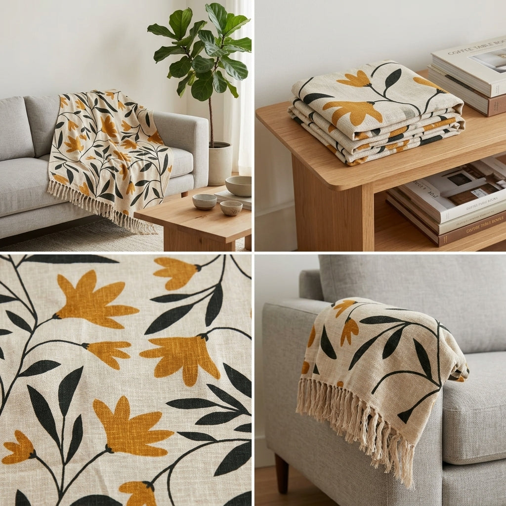 Khadi Sofa Throw – Handcrafted Comfort &amp; Style (55 x 65 inches)