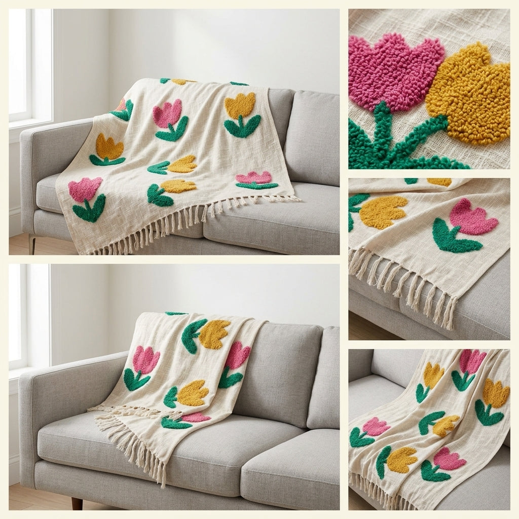 Khadi Sofa Throw – Handcrafted Comfort &amp; Style (55 x 65 inches)