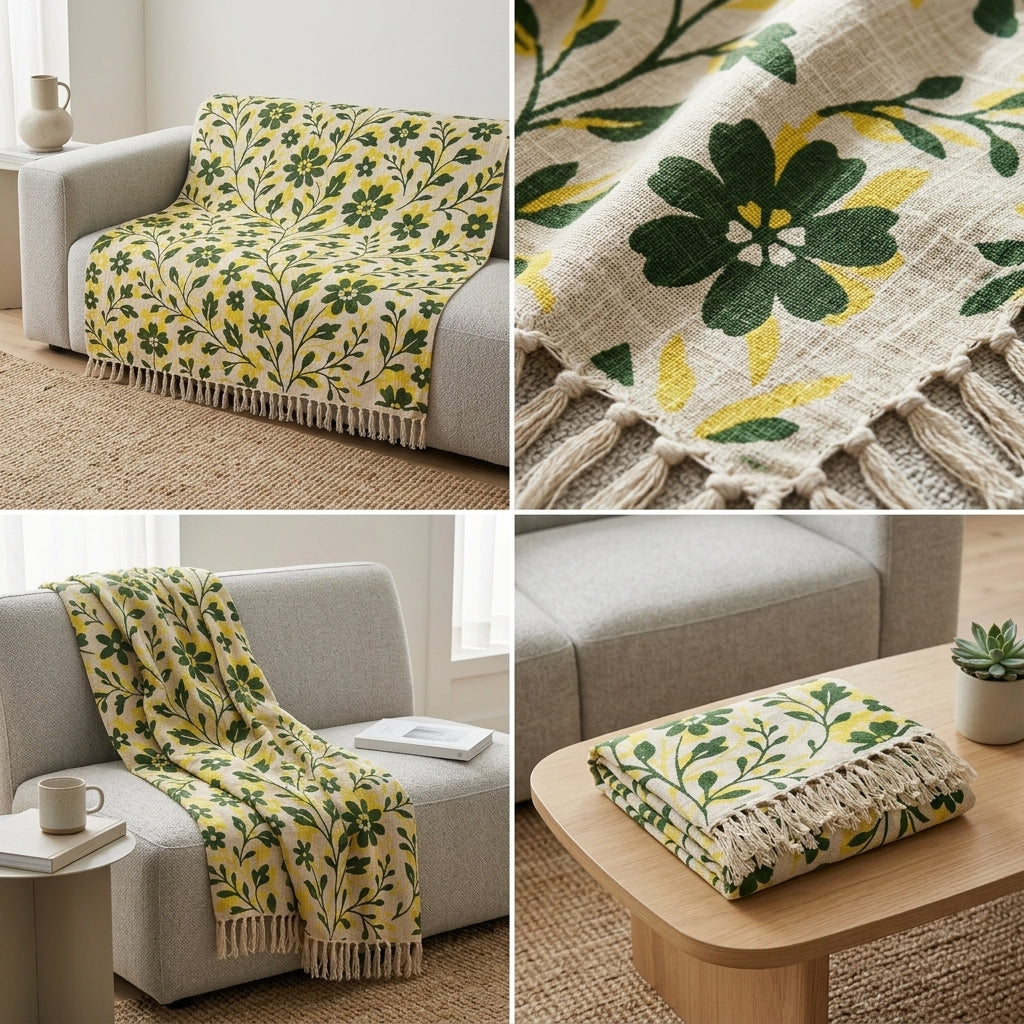 Khadi Sofa Throw – Handcrafted Comfort &amp; Style (55 x 65 inches)