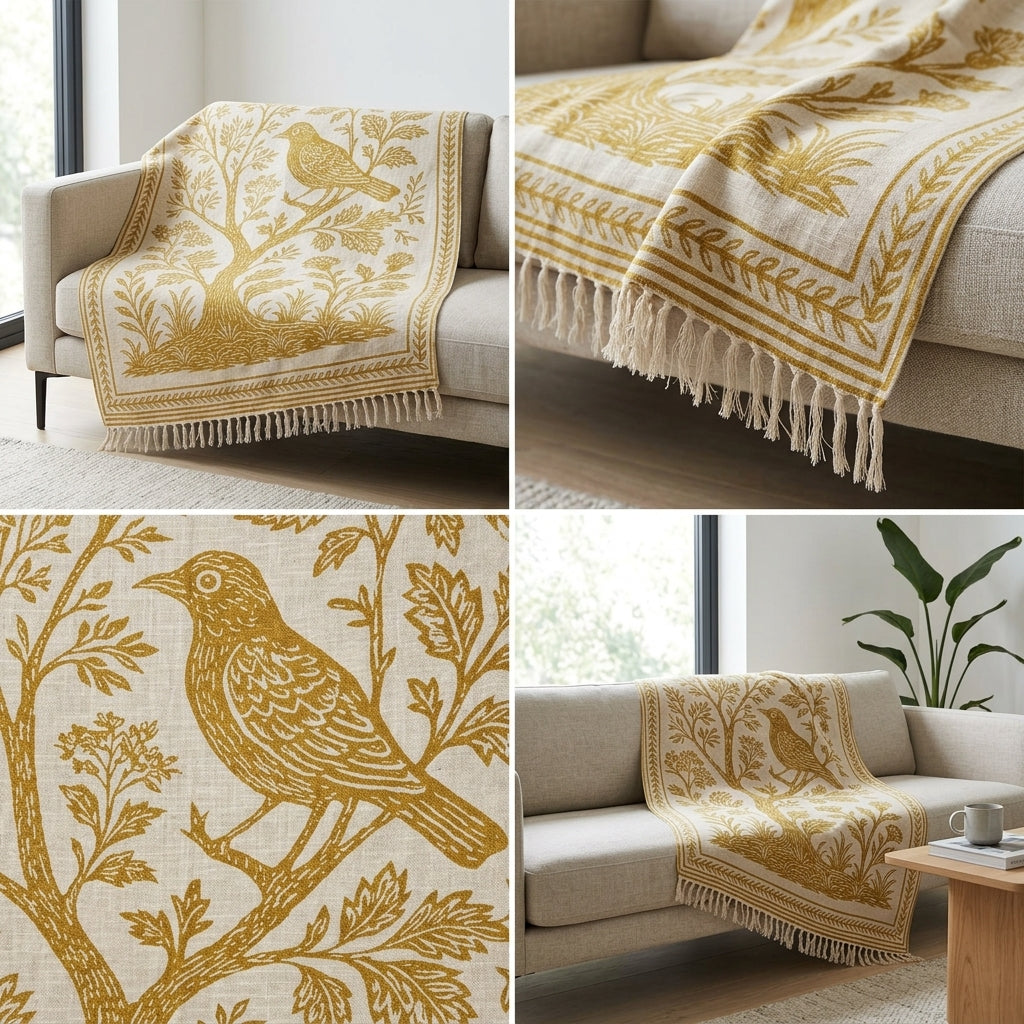 Khadi Sofa Throw – Handcrafted Comfort &amp; Style (55 x 65 inches)
