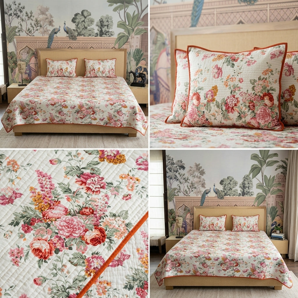 Victorian Reversible Quilted Bedcover – Inspired by Classic British Designs