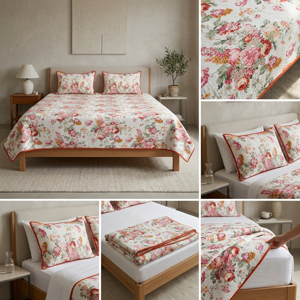 Victorian Reversible Quilted Bedcover – Inspired by Classic British Designs