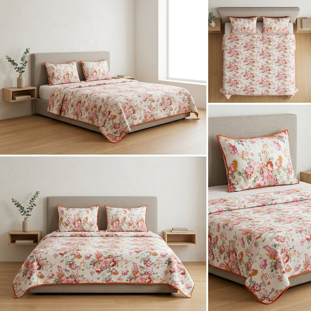 Victorian Reversible Quilted Bedcover – Inspired by Classic British Designs