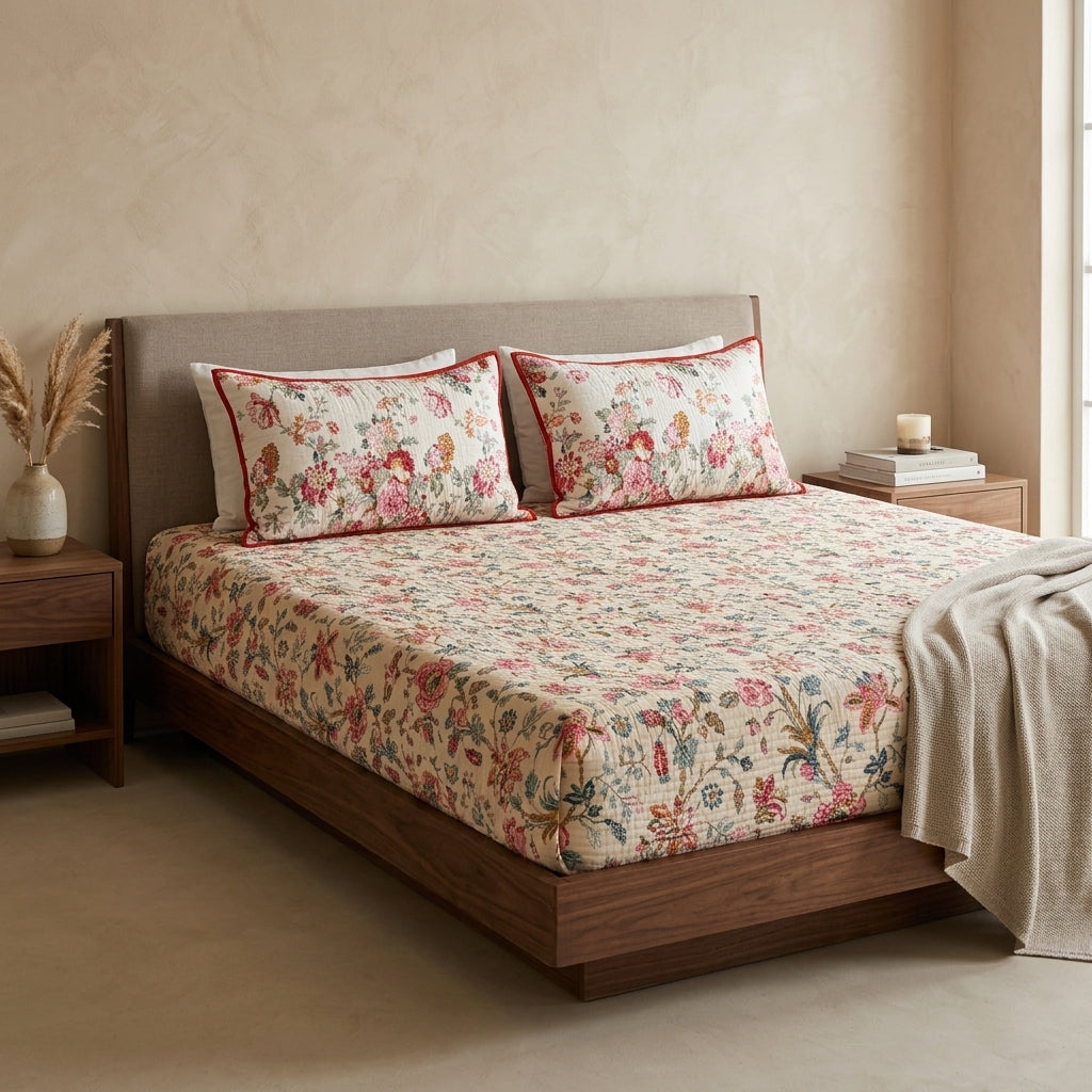 Victorian Reversible Quilted Bedcover – Inspired by Classic British Designs