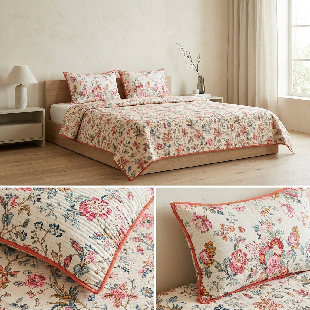 Victorian Reversible Quilted Bedcover – Inspired by Classic British Designs