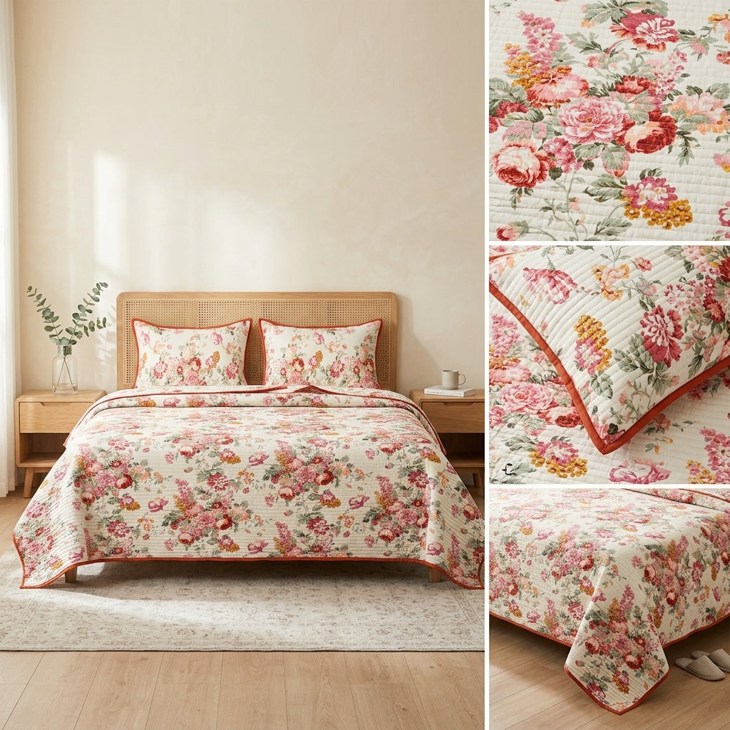 Victorian Reversible Quilted Bedcover – Inspired by Classic British Designs
