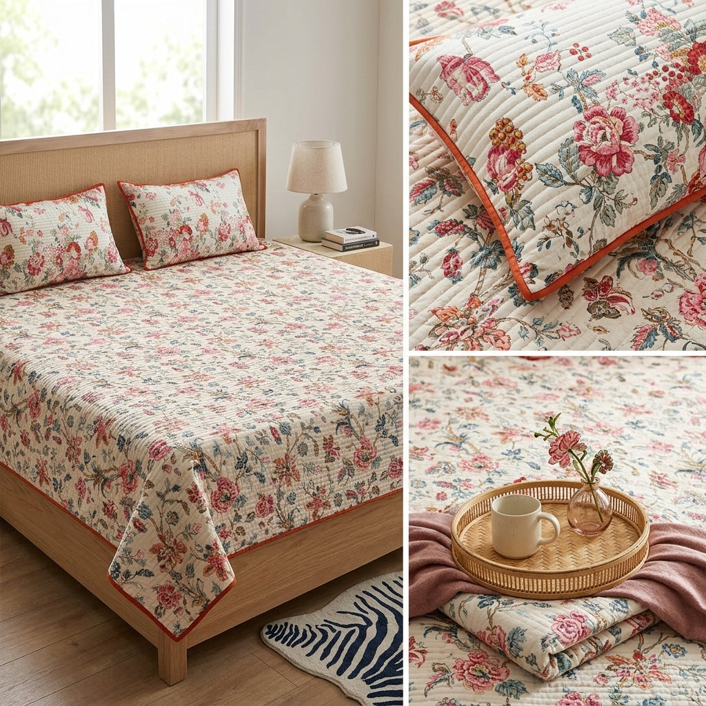 Victorian Reversible Quilted Bedcover – Inspired by Classic British Designs