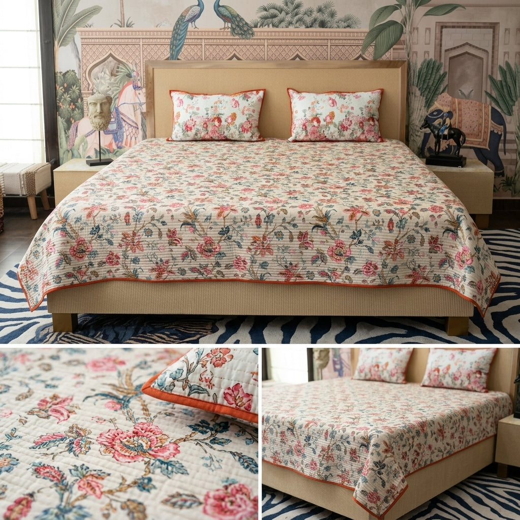 Victorian Reversible Quilted Bedcover – Inspired by Classic British Designs