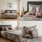 5 Piece Pure Cotton Reversible Quilted Bedcover