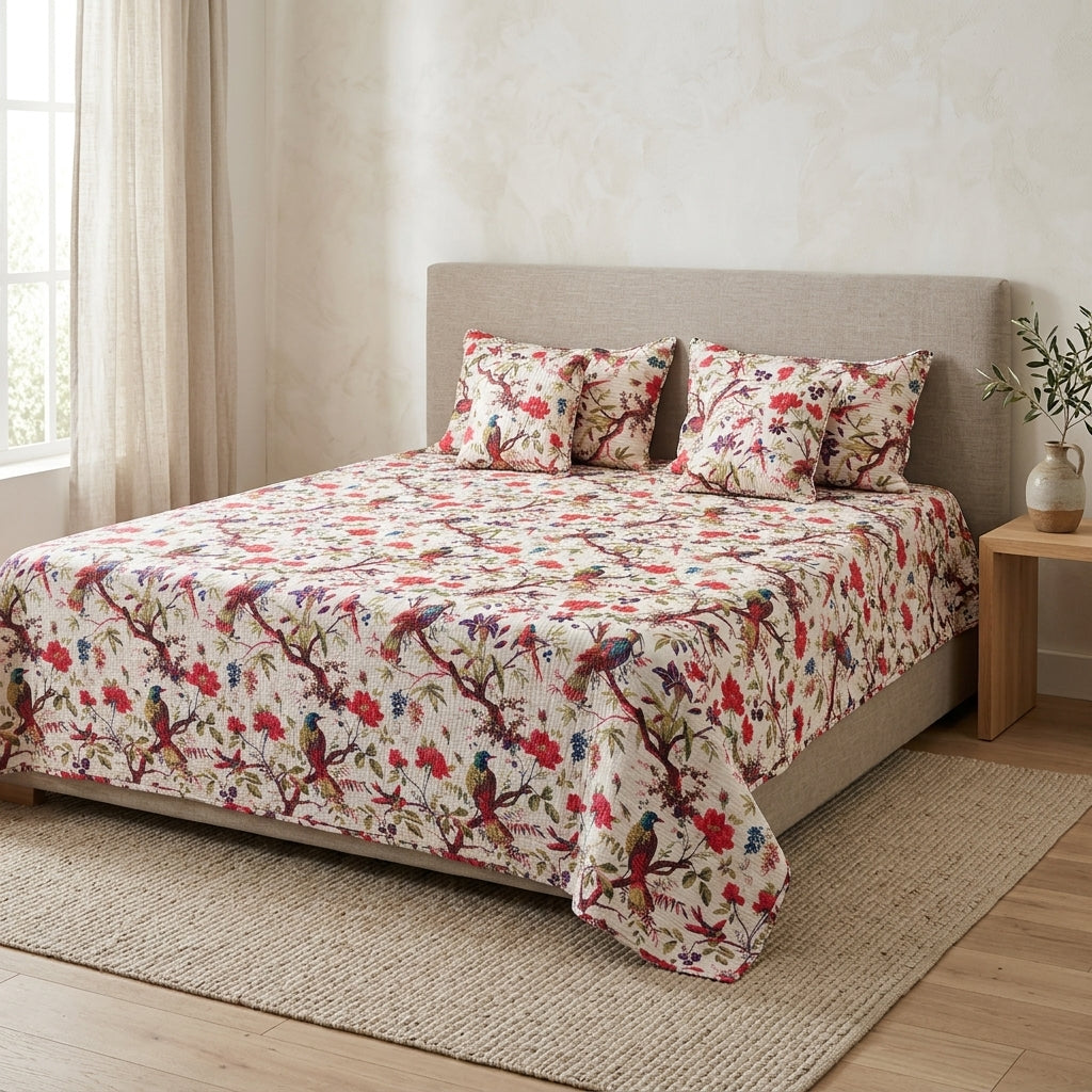5 Piece Pure Cotton Reversible Quilted Bedcover