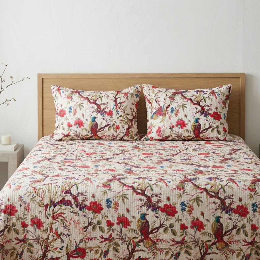 5 Piece Pure Cotton Reversible Quilted Bedcover